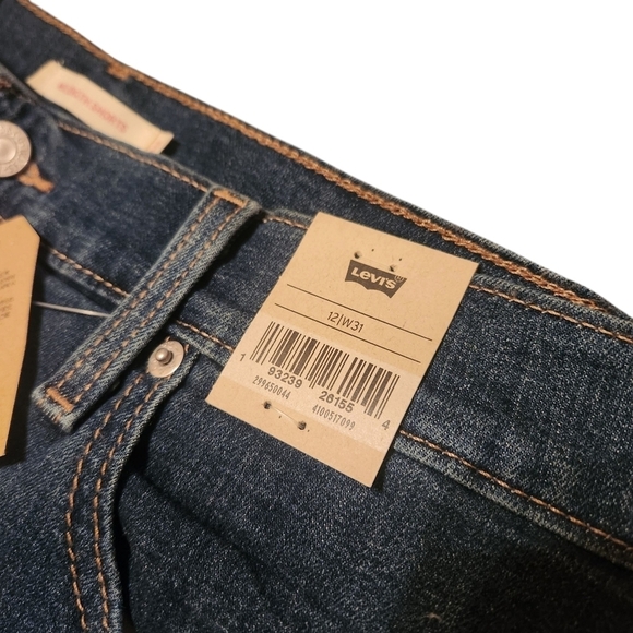 Levi's Mid Length Shorts Blue Jean Shorts Denim Cutoff Distressed Hypersoft - Picture 2 of 15